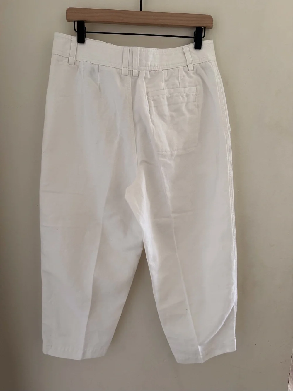 Banana Republic White Cotton Linen Carpenter Wide Leg Utility Pants 10 Petite